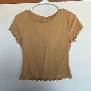 Ruffled Mustard Yellow Cropped Ribbed Aeropostale Tee